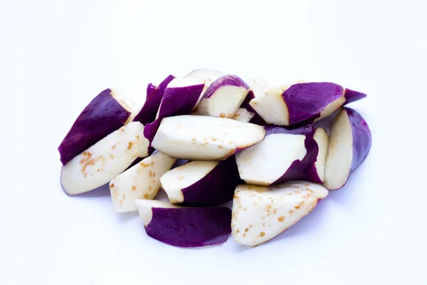 Cut Eggplants White Background — Stock Photo, Image