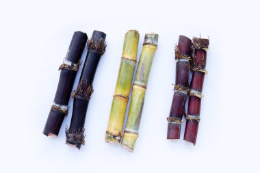 Beyaz zemin üzerine şeker kamışı.