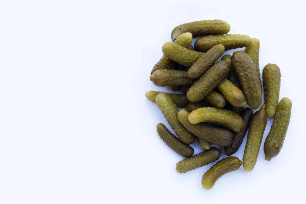 Pickled Gherkins Cucumbers White Background — Stock Photo, Image