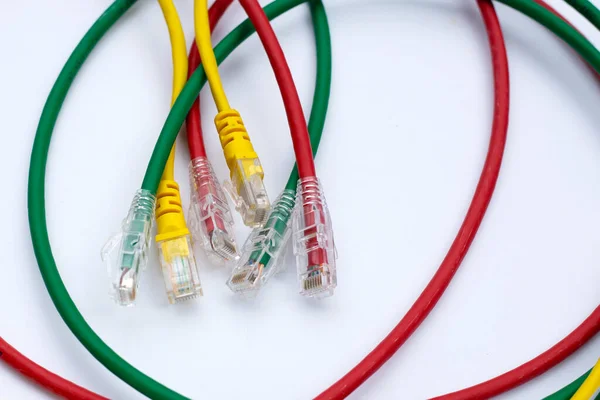 Lan Netzwerkverbindung Ethernet Kabel Auf Weißem Hintergrund — Stockfoto