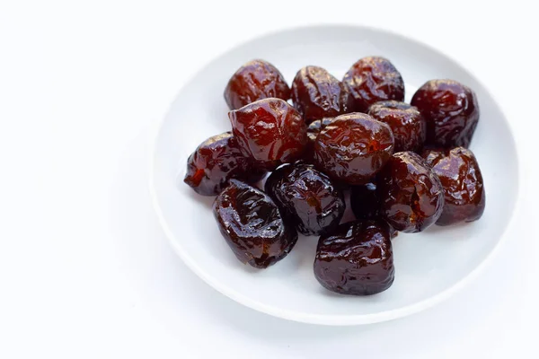 Zoet Chinees Jujujube Dessert Witte Achtergrond — Stockfoto