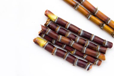 Beyaz zemin üzerine şeker kamışı.