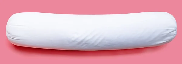 Fehér Bolster Párna Rózsaszín Háttér — Stock Fotó
