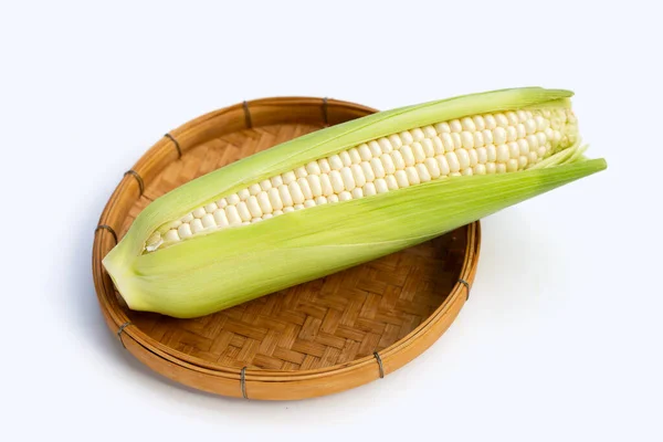 Hokkaido Milk Corn Bamboo Basket — Stock Photo, Image
