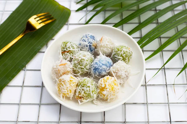 Sobremesa Tailandesa Bolas Coco Coloridas — Fotografia de Stock