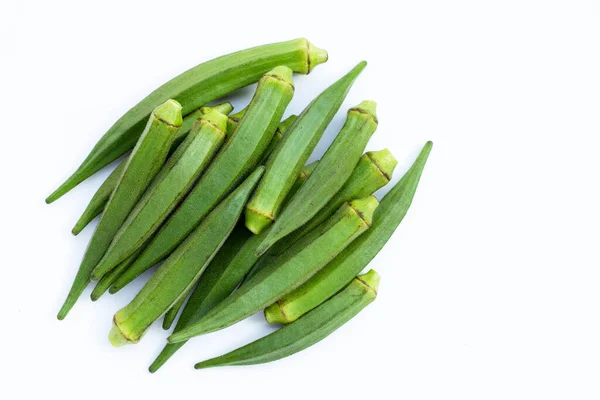 Okra Fresca Sobre Fondo Blanco — Foto de Stock