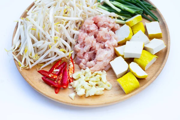 Ingredients Fried Bean Sprouts Minced Pork Tofu — Stock Photo, Image