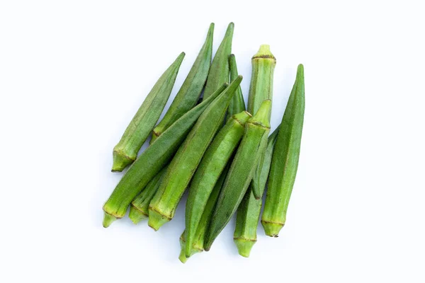 Okra Fresca Sobre Fondo Blanco — Foto de Stock