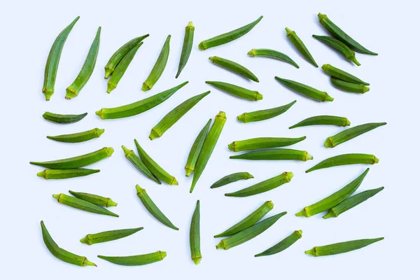 Okra Fresca Sobre Fondo Blanco — Foto de Stock