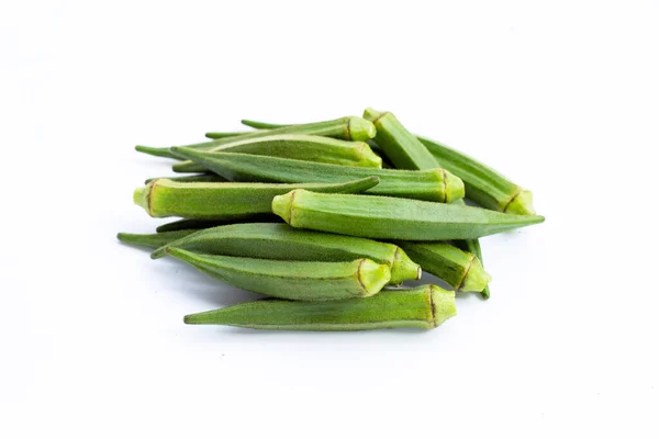 Okra Fresca Sobre Fondo Blanco — Foto de Stock