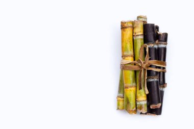 Beyaz zemin üzerine şeker kamışı