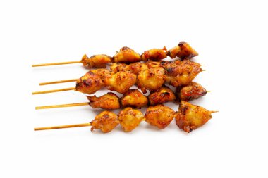 Chicken butt grilled on white background.