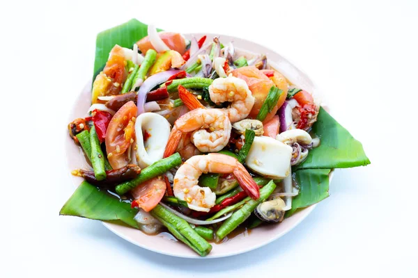 Thai Fűszeres Saláta Tengeri Ételekkel — Stock Fotó