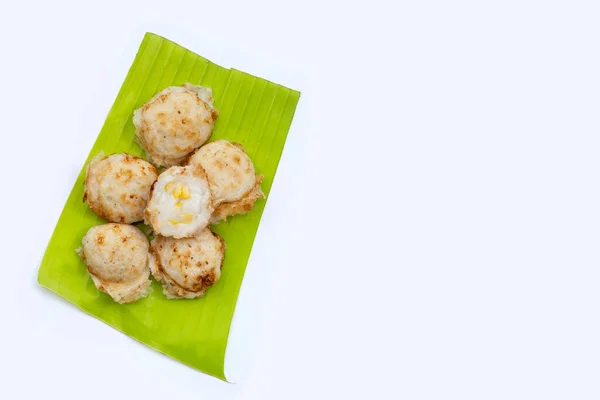 Khanom Krok Thai Kokosmilch Dessert Pfannkuchen Mit Kokosreis — Stockfoto