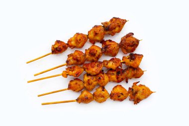 Chicken butt grilled on white background.