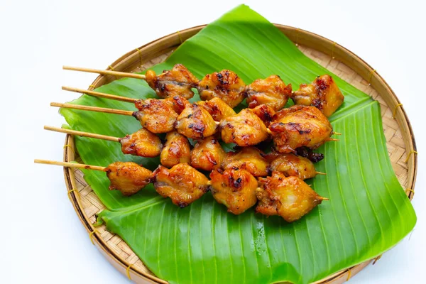 Chicken butt grilled in bamboo plate