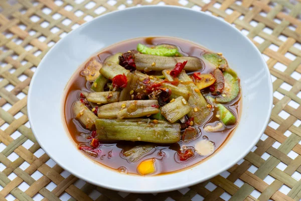Salada Picante Tronco Lótus Receitas Comida Tailandesa — Fotografia de Stock