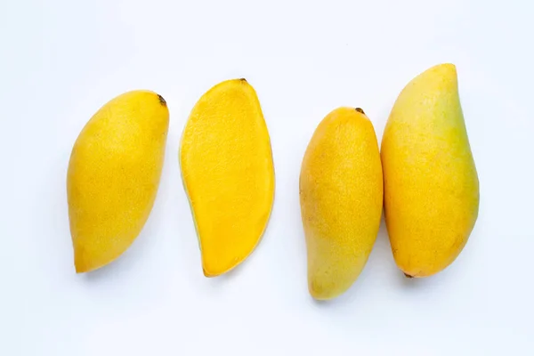 Tropisch Fruit Mango Witte Achtergrond Bovenaanzicht — Stockfoto