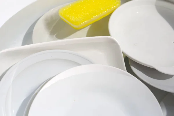 Прання Посуду Брудний Посуд Вимочується Кухонній Мийці — стокове фото