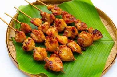 Chicken butt grilled in bamboo plate