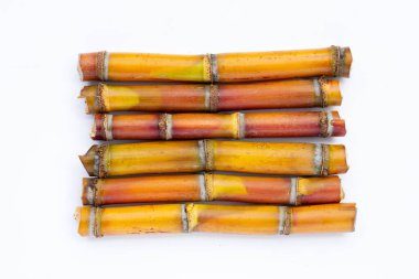 Beyaz zemin üzerine şeker kamışı.