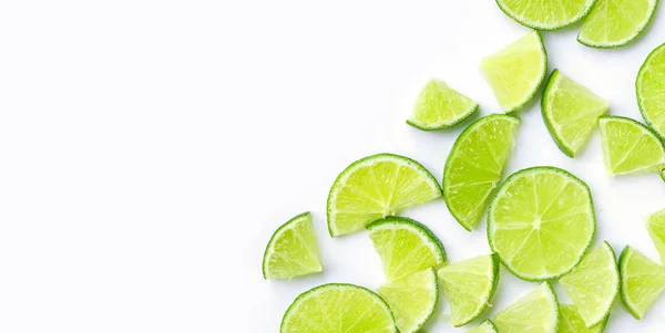 Lime Slices White Background Top View — ストック写真