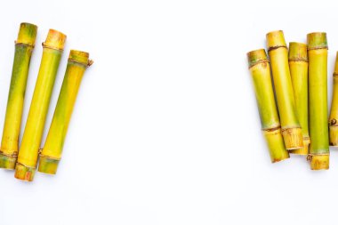 Beyaz zemin üzerine şeker kamışı.