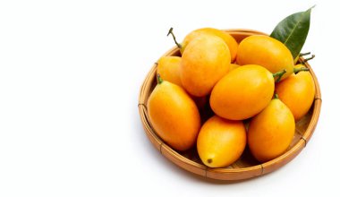 Beyaz arkaplanda yalıtılmış Marian erik meyvesi