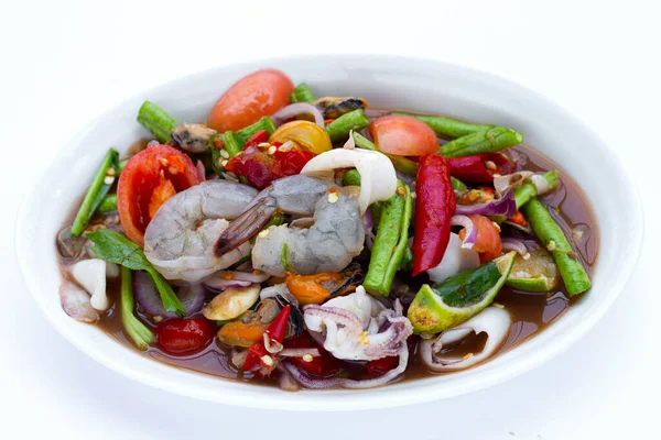 Insalata Speziata Tailandese Con Frutti Mare — Foto Stock