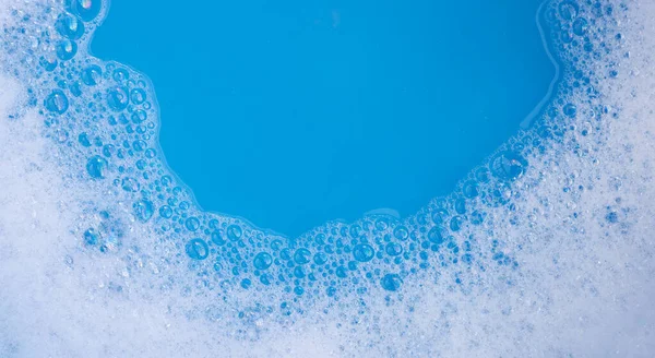 Tvättmedel Skumbubbla Blå Bakgrund — Stockfoto