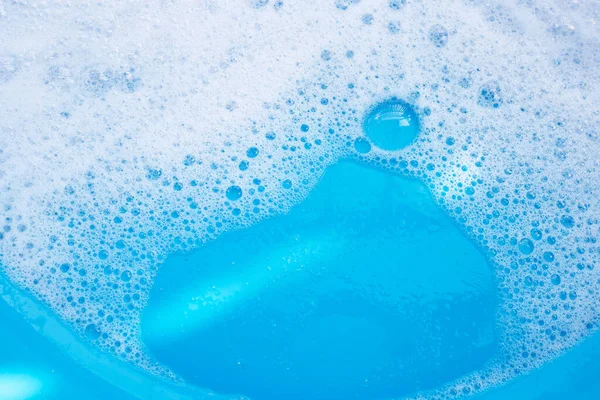 Mycí Pěna Bublina Modré Pozadí — Stock fotografie