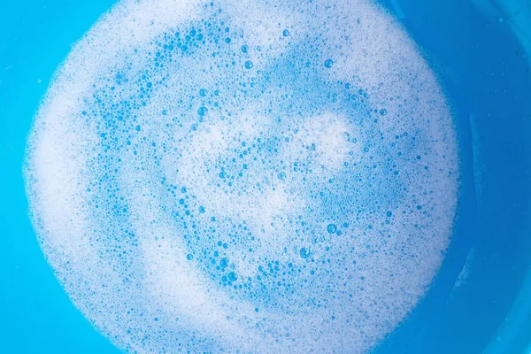 Burbuja Espuma Detergente Lavabo Azul — Foto de Stock