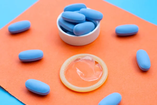Kondom Mit Prep Pre Exposure Prophylaxe Zur Hiv Vorbeugung Sicheres — Stockfoto