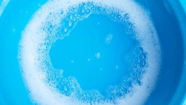 Mycí Pěna Bublina Modré Pozadí — Stock fotografie