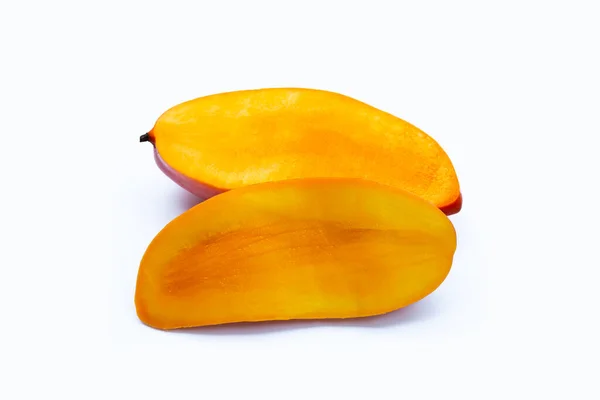 Tranches Fruits Mangue Sur Fond Blanc — Photo