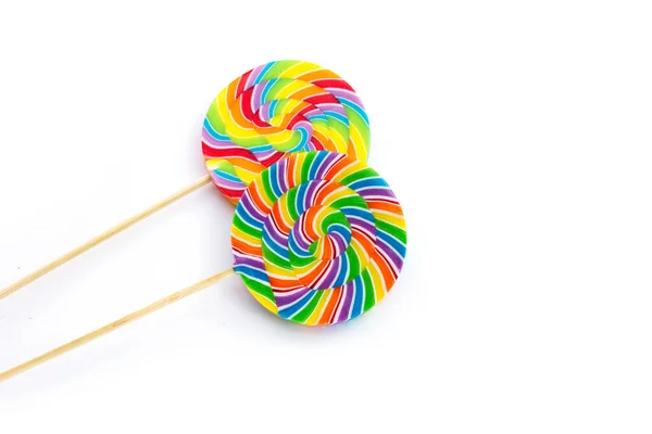 Rainbow Lollipop White Background — Stock Photo, Image