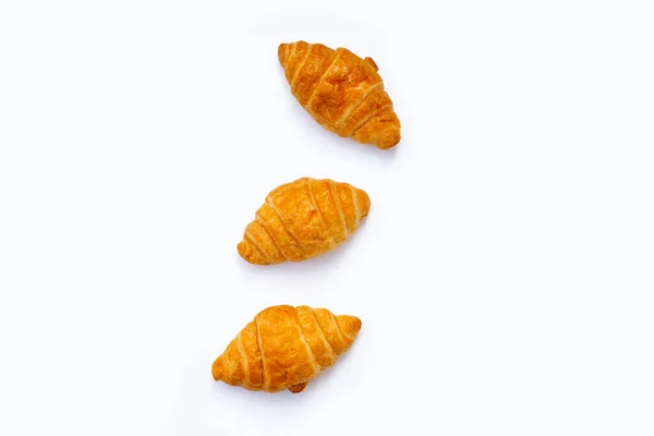Ízletes Croissant Fehér Háttér — Stock Fotó