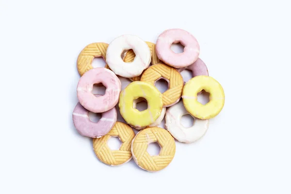 Cookie Formen Donut Auf Weißem Hintergrund — Stockfoto