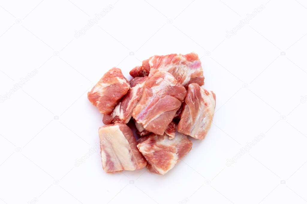 iRaw pork ribs isolated on white background