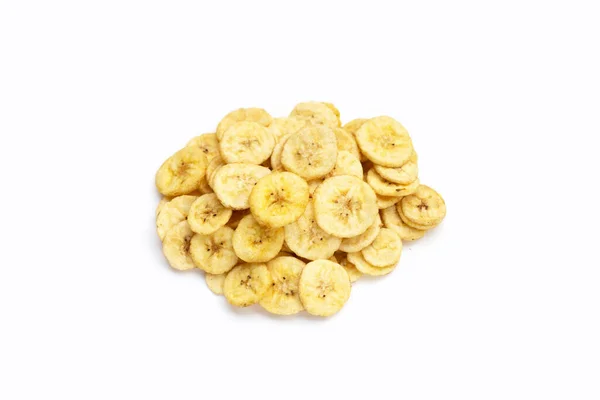 Банановый Ломтик Чипсов Белом Фоне — стоковое фото