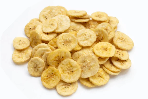 Banana Slice Chips White Background — Stock Photo, Image