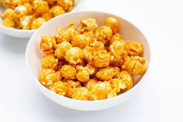 Honey Caramel Popcorn White Background — Foto de Stock