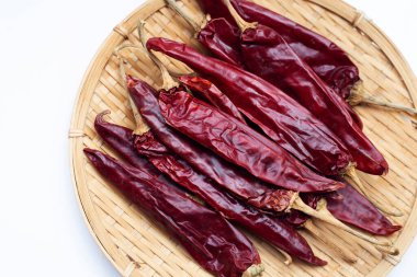 Hot red dried chili peppers