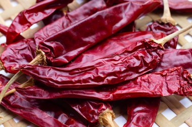 Hot red dried chili peppers