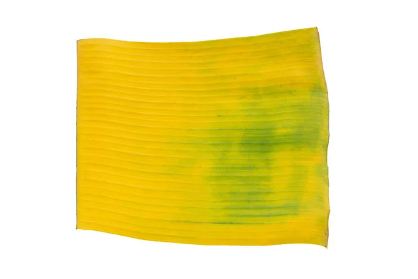Yellow banana leaf on white background