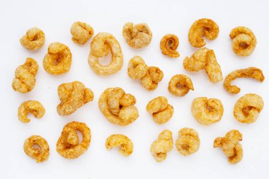 Crispy pork rinds or pork snack.