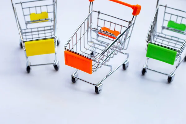 Shopping Trolley Shopping Cart White Background — Fotografia de Stock