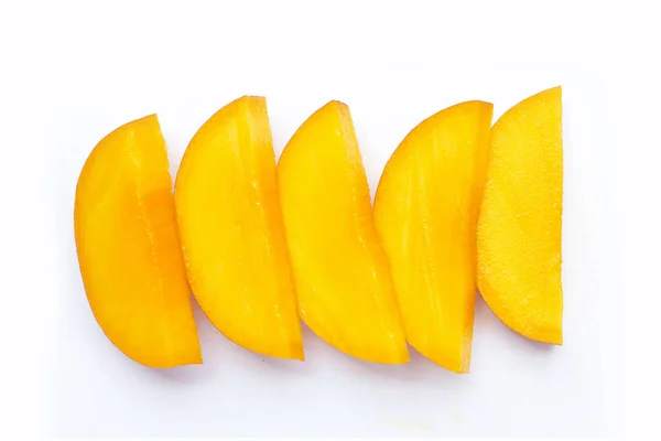 Mango Fruchtscheiben Auf Weißem Hintergrund — Stockfoto