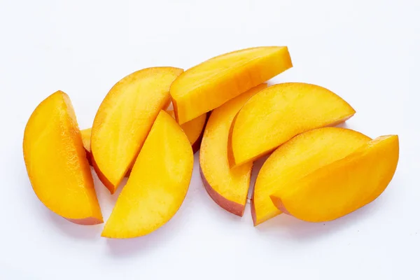 Mango Plátky Ovoce Bílém Pozadí — Stock fotografie