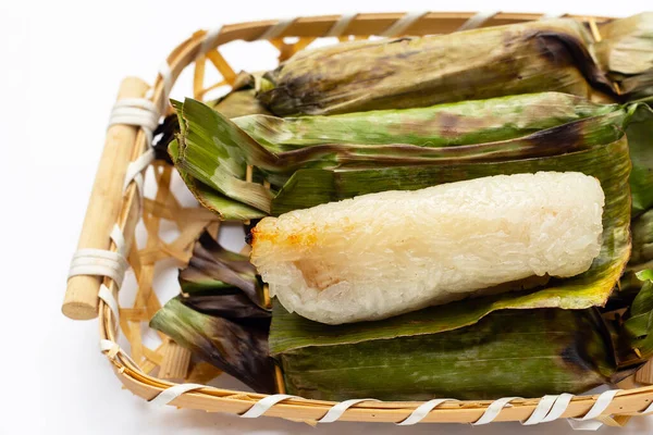 Grilled Sticky Rice Banana Leaves Banana Filling — Stock Photo, Image